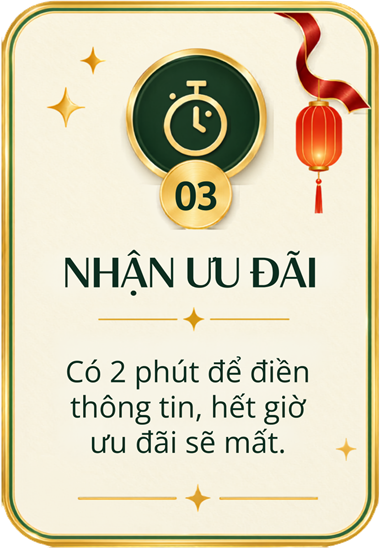 Bước 3 — Nhận ưu đãi: có 2 phút để điền thông tin, hết giờ ưu đãi sẽ mất.